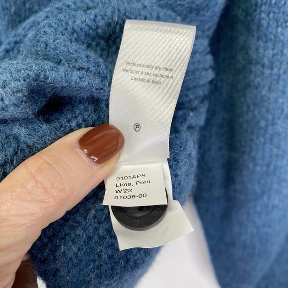 NATION Ltd Alpaca Wool Blend Cardigan Blue Puff Sleeve Sweater Cozy Chic Size XS - Picture 7 of 9